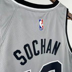 San Antonio Spurs 2025-26 limited edition basketball jersey close-up of collar and neckline stitching in gray for basketball fans
