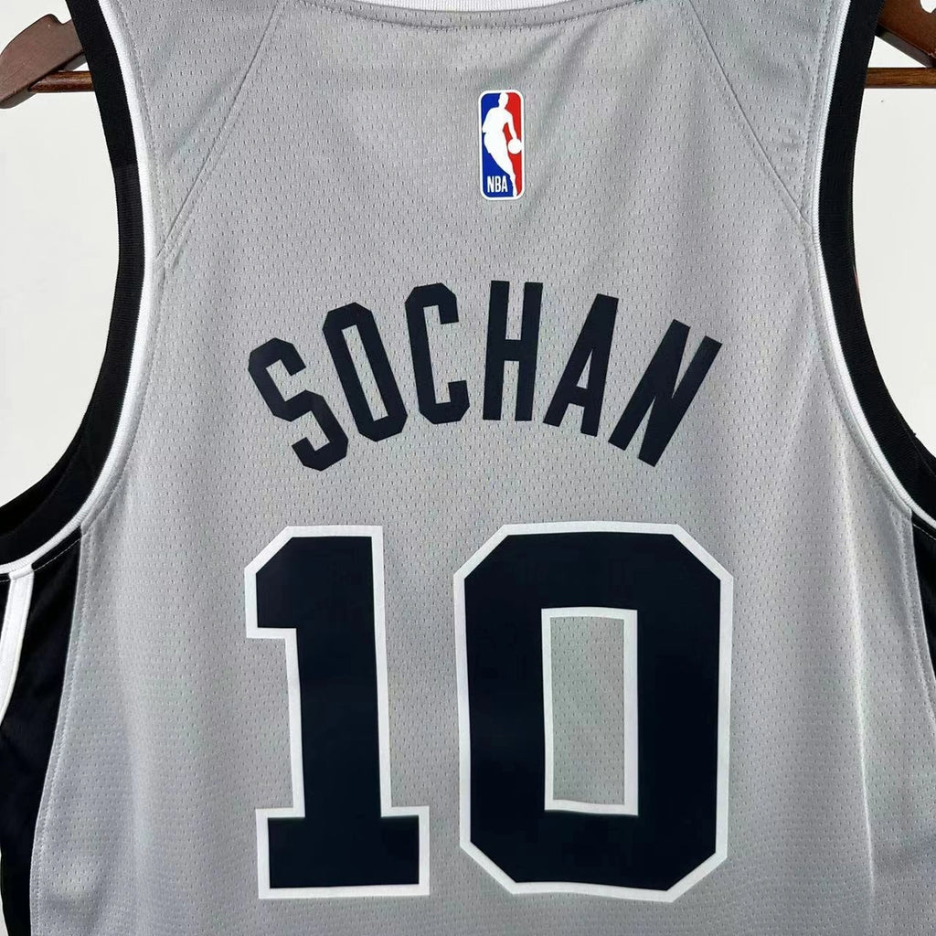 San Antonio Spurs 2025-26 limited edition basketball jersey close-up of moisture-wicking fabric texture in gray for basketball fans