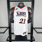 Joel Embiid No.21 Philadelphia 76ers Throwback White Jersey 2025-26 NBA Authentic Swingman Jersey - View 3