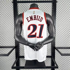 Joel Embiid No.21 Philadelphia 76ers Throwback White Jersey 2025-26 NBA Authentic Swingman Jersey - View 4