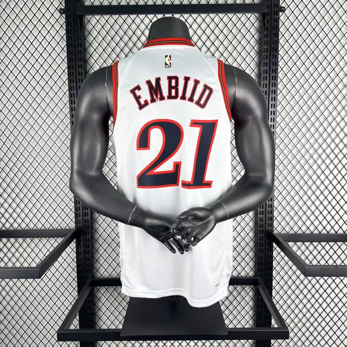 Joel Embiid No.21 Philadelphia 76ers Throwback White Jersey 2025-26 NBA Authentic Swingman Jersey - View 4