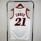 Joel Embiid No.21 Philadelphia 76ers Throwback White Jersey 2025-26 NBA Authentic Swingman Jersey - View 9