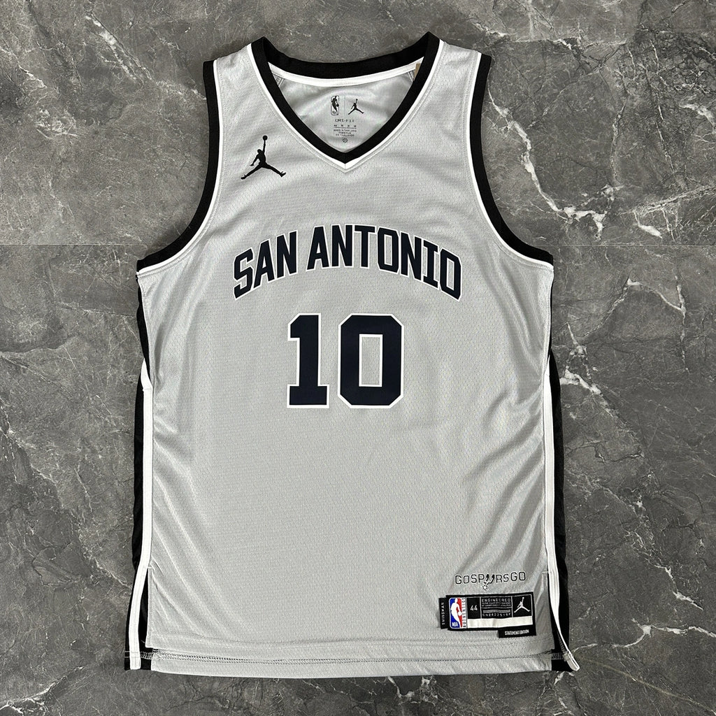 San Antonio Spurs 2025-26 limited edition basketball jersey close-up of team logo embroidery in gray for basketball fans