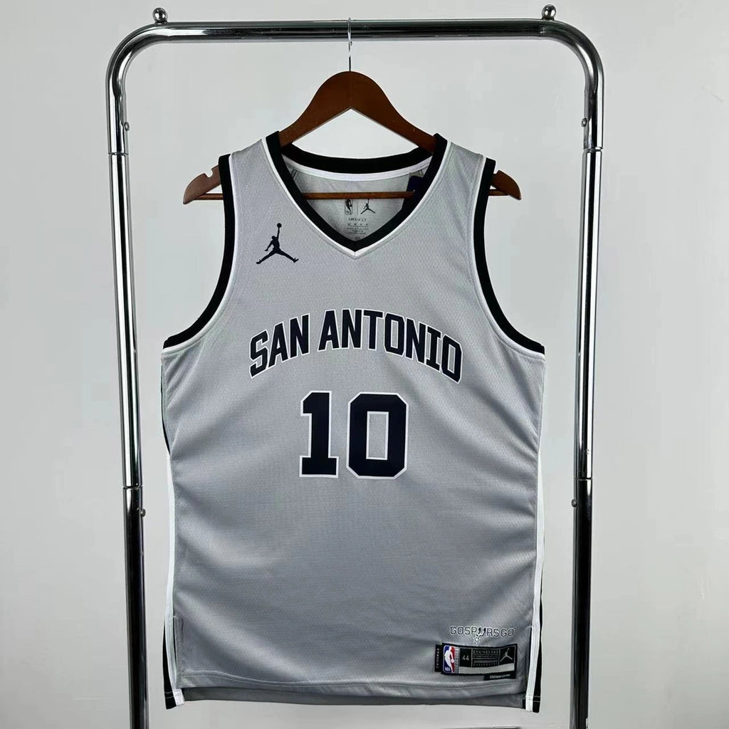 San Antonio Spurs 2025-26 limited edition basketball jersey front view in gray for basketball fans