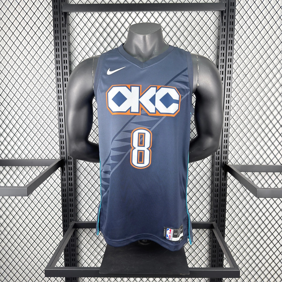 Oklahoma City Thunder 2025-26 city edition basketball jersey side angle view in team colors for basketball fans