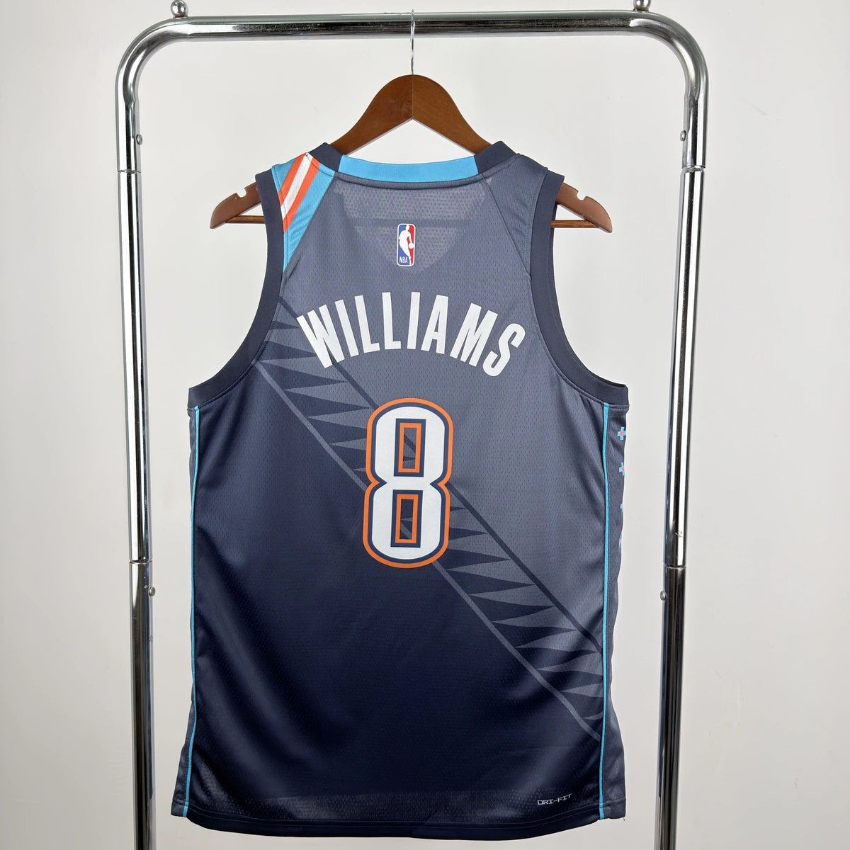 Oklahoma City Thunder 2025-26 city edition basketball jersey back view in team colors for basketball fans