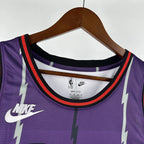 Toronto Raptors 2025-26 throwback edition basketball jersey close-up of shoulder detail in white for basketball fans