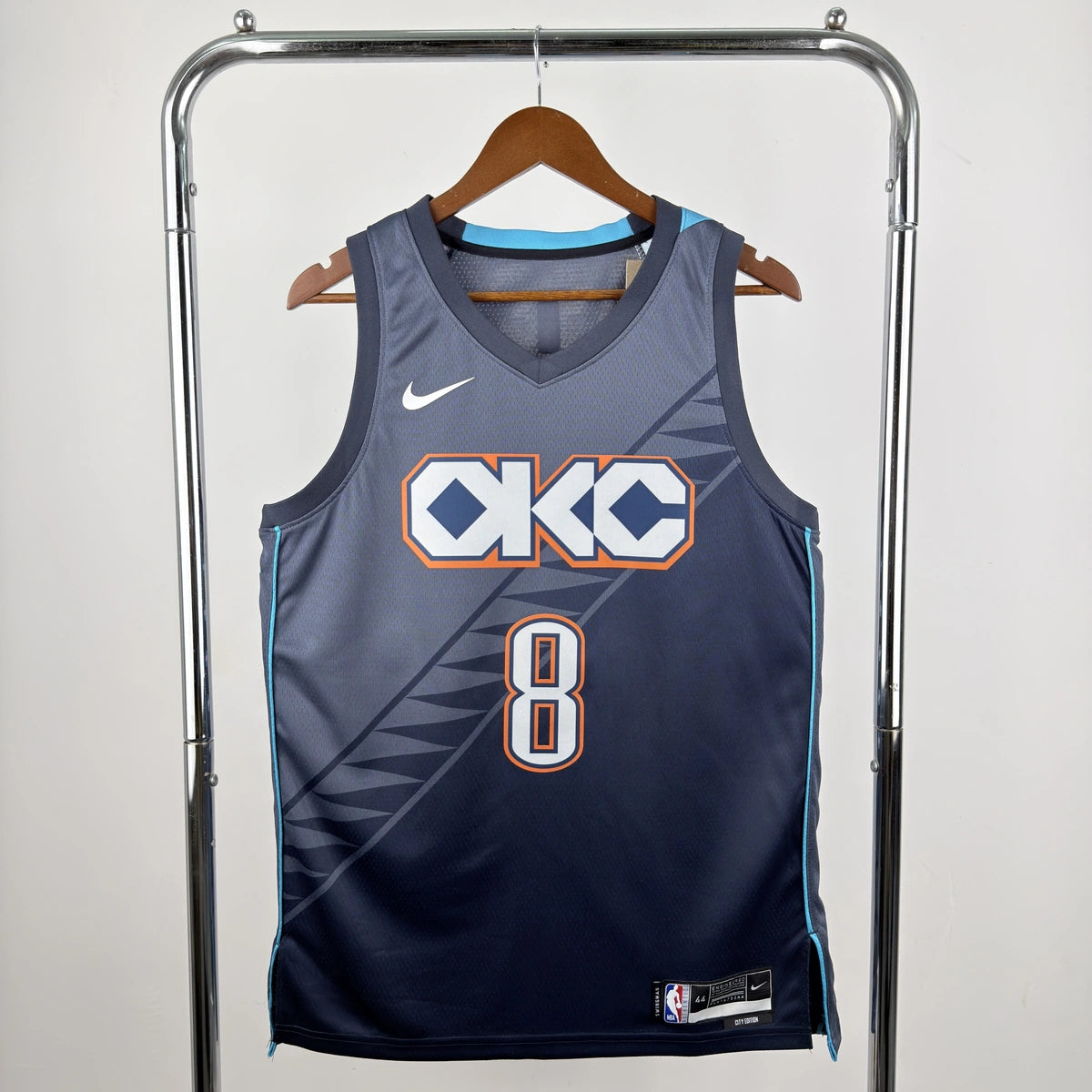 Oklahoma City Thunder 2025-26 city edition basketball jersey front view in team colors for basketball fans