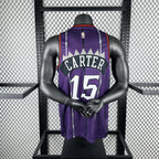 Toronto Raptors 2025-26 throwback edition basketball jersey close-up of NBA logo detail in white for basketball fans