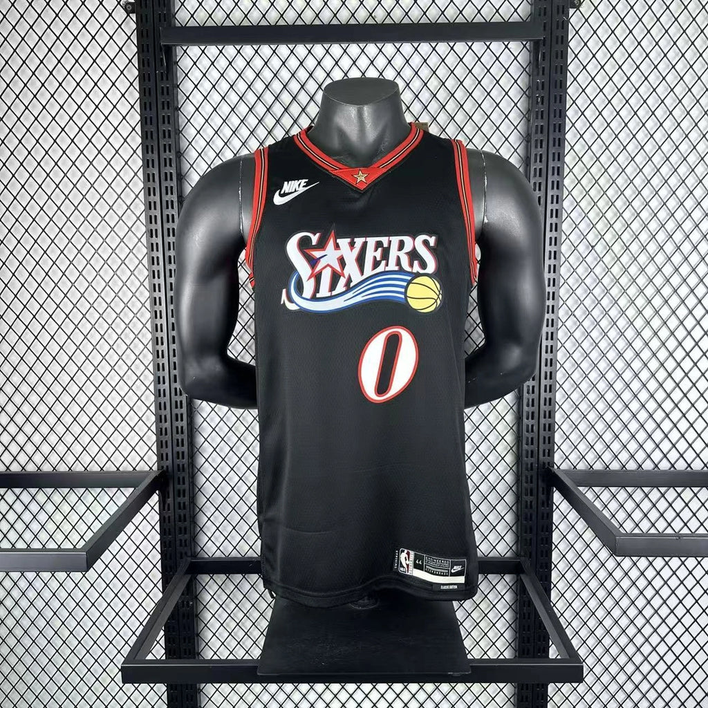 Tyrese Maxey No.0 Philadelphia 76ers Throwback Black Jersey 2025-26 NBA Authentic Swingman Jersey - View 9