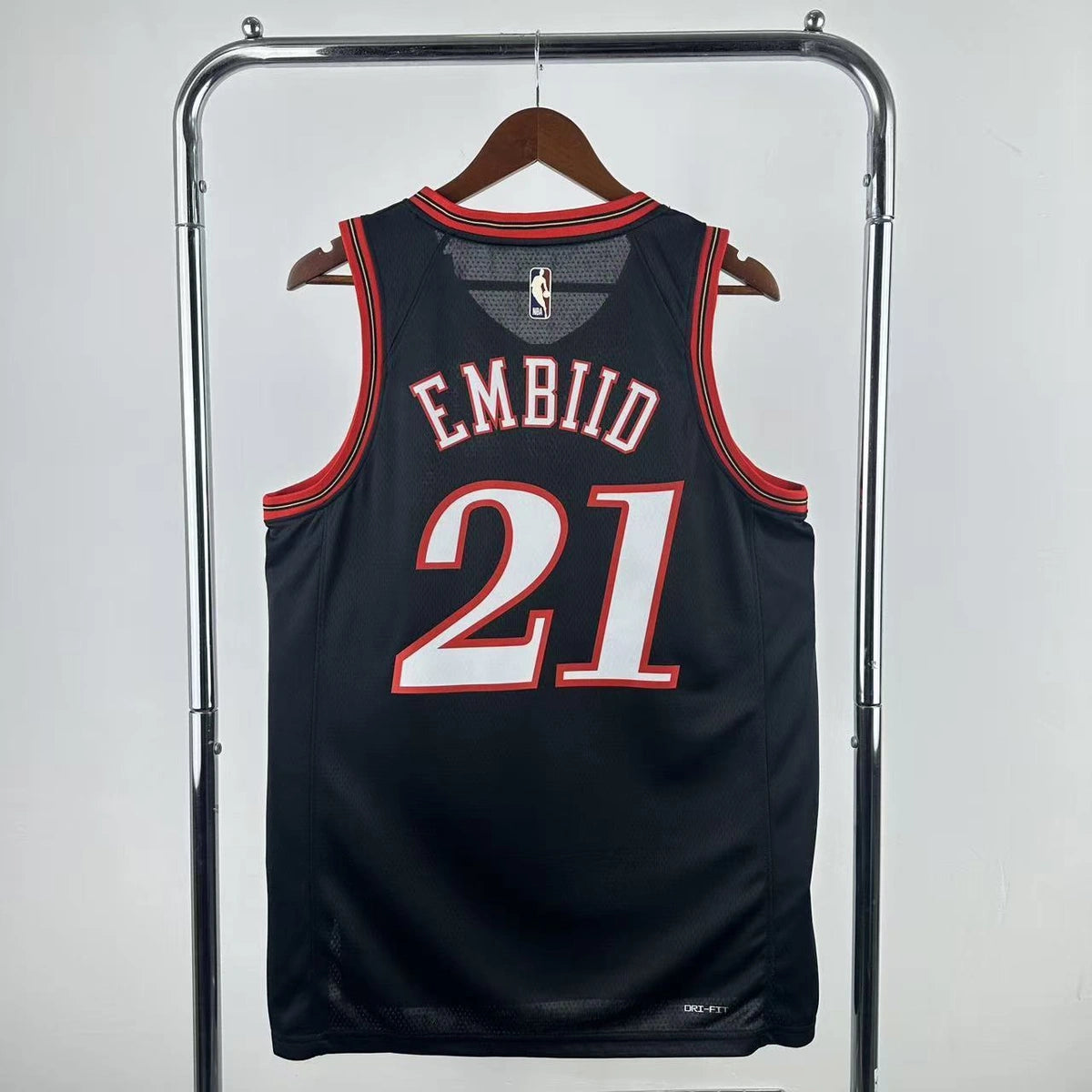 Joel Embiid No.21 Philadelphia 76ers Throwback Black Jersey 2025-26 NBA Authentic Swingman Jersey - View 2