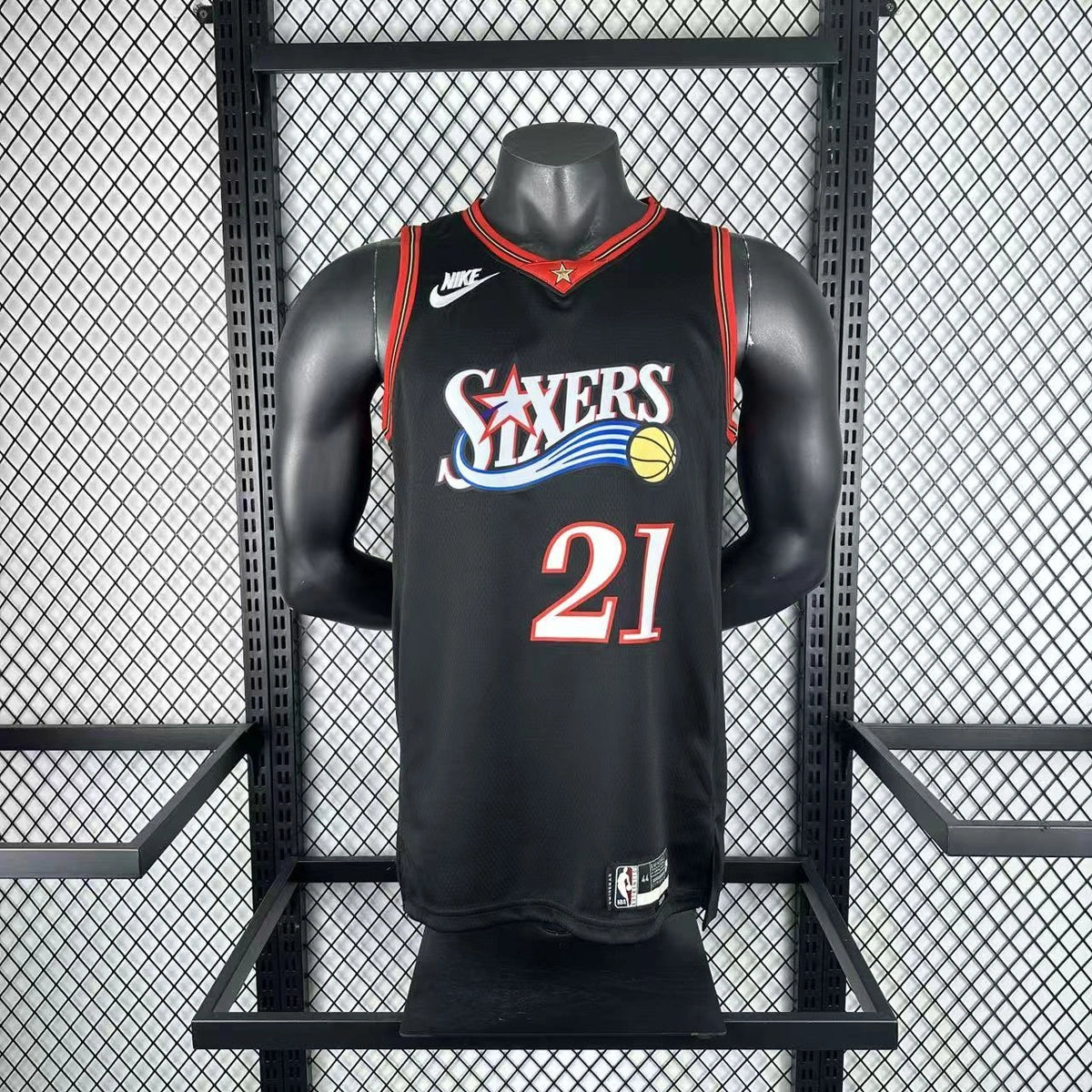 Joel Embiid No.21 Philadelphia 76ers Throwback Black Jersey 2025-26 NBA Authentic Swingman Jersey - View 10