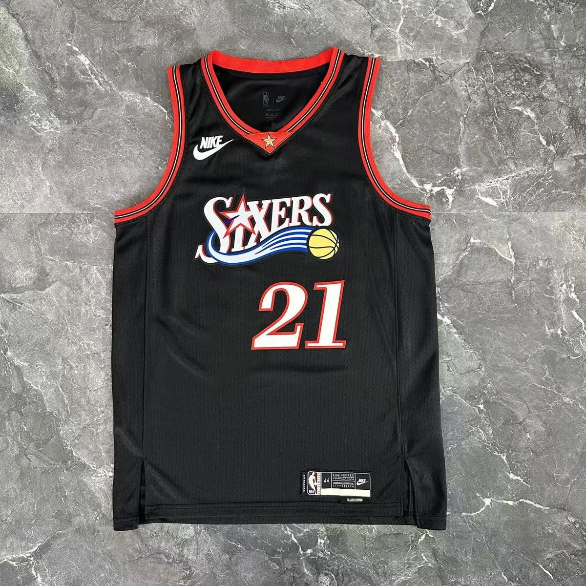 Joel Embiid No.21 Philadelphia 76ers Throwback Black Jersey 2025-26 NBA Authentic Swingman Jersey - View 11