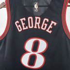 Philadelphia 76ers #8 Paul George Throwback Black Jersey - View 8