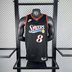 Philadelphia 76ers #8 Paul George Throwback Black Jersey - View 10