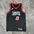 Philadelphia 76ers #8 Paul George Throwback Black Jersey - View 12
