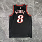 Philadelphia 76ers #8 Paul George Throwback Black Jersey - View 13