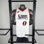 Tyrese Maxey No.0 Philadelphia 76ers Throwback White Jersey 2025-26 NBA Authentic Swingman Jersey - View 1