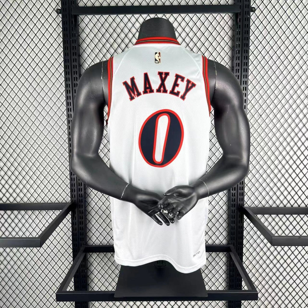 Tyrese Maxey No.0 Philadelphia 76ers Throwback White Jersey 2025-26 NBA Authentic Swingman Jersey - View 2