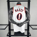 Tyrese Maxey No.0 Philadelphia 76ers Throwback White Jersey 2025-26 NBA Authentic Swingman Jersey - View 2