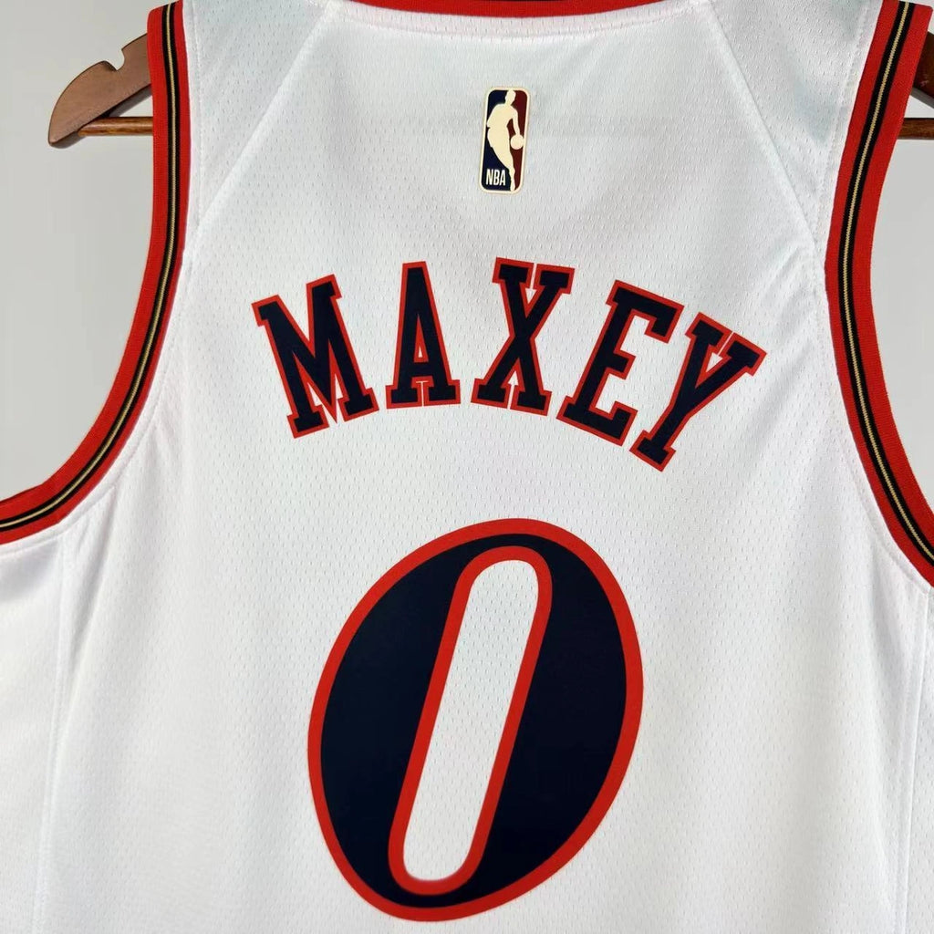 Tyrese Maxey No.0 Philadelphia 76ers Throwback White Jersey 2025-26 NBA Authentic Swingman Jersey - View 5