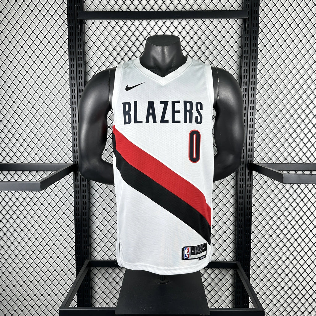 Damian Lillard No.0 Portland Trail Blazers Home White Jersey 2025-26 NBA Authentic Swingman Jersey - View 3