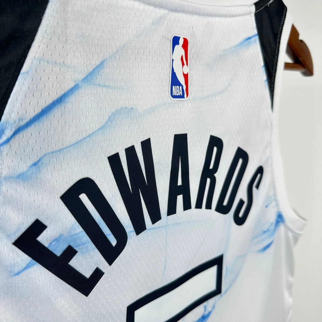 Timberwolves BackNameNumber City Jersey in White Hanging 004