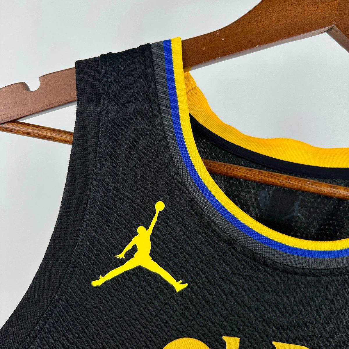 Warriors CollarTag AirJordan Jersey in Black Hanging 011