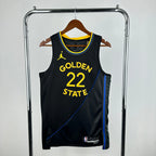 Warriors FrontFull AirJordan Jersey in Black Hanging 013