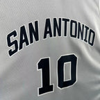 San Antonio Spurs 2025-26 limited edition basketball jersey close-up of jock tag and hem details in gray for basketball fans