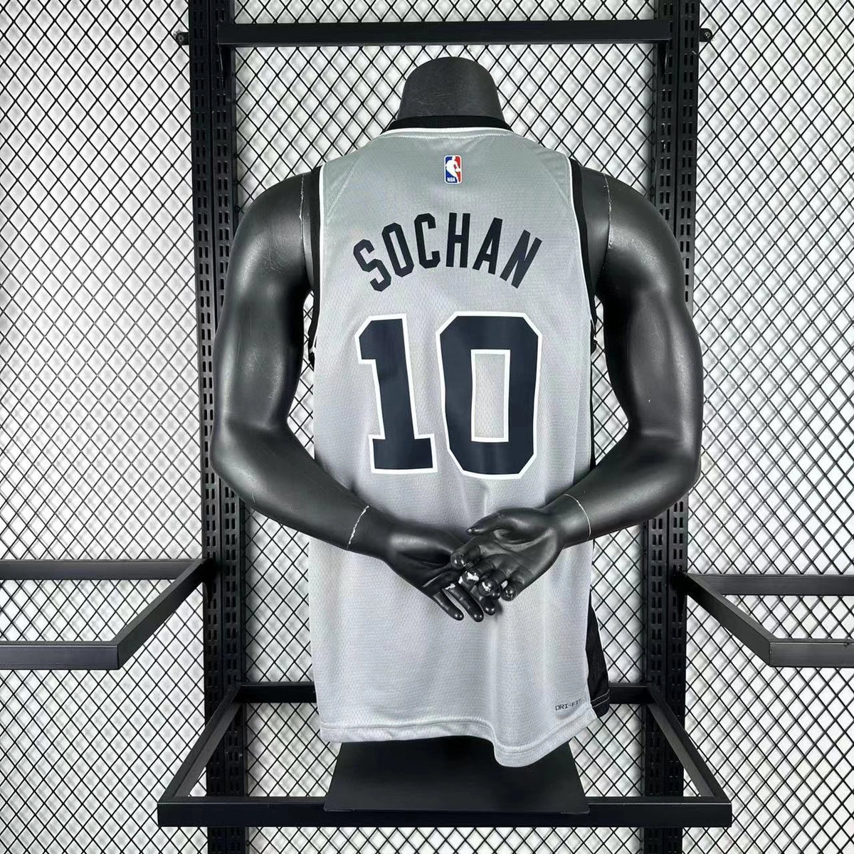 San Antonio Spurs 2025-26 limited edition basketball jersey angled front view in gray for basketball fans