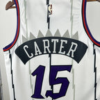 Toronto Raptors 2025-26 throwback edition basketball jersey close-up of collar and neckline stitching in white for basketball fans