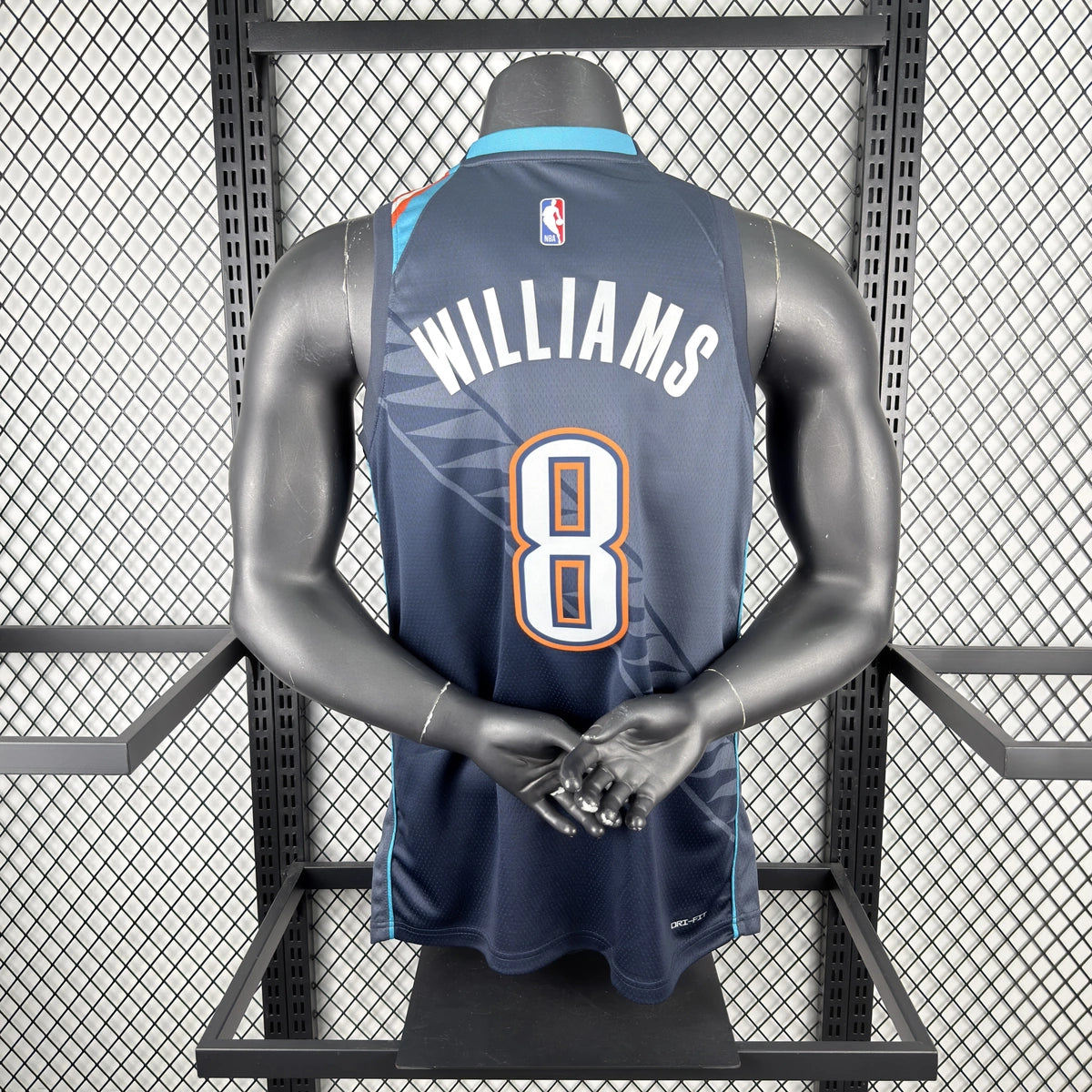 Oklahoma City Thunder 2025-26 city edition basketball jersey angled front view in team colors for basketball fans