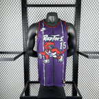 Toronto Raptors 2025-26 throwback edition basketball jersey close-up of sleeve and armhole stitching in white for basketball fans