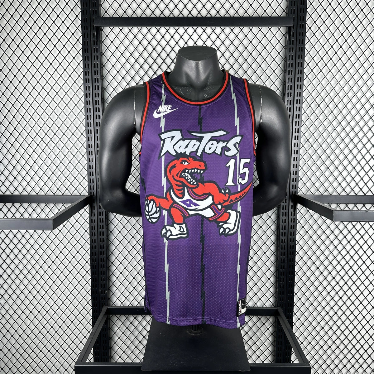 Toronto Raptors 2025-26 throwback edition basketball jersey close-up of sleeve and armhole stitching in white for basketball fans
