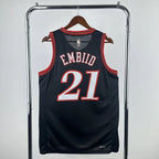 Philadelphia 76ers 2025-26 #21 Joel Embiid - 2025-26 Throwback White basketball jersey front view in white for basketball fans