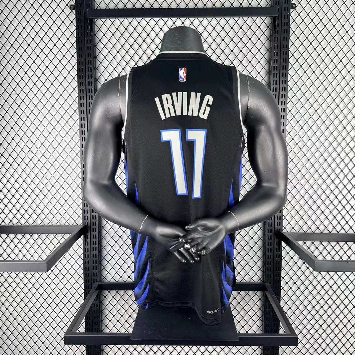 Dallas Mavericks 2025-26 throwback edition basketball jersey angled back view in green for basketball fans