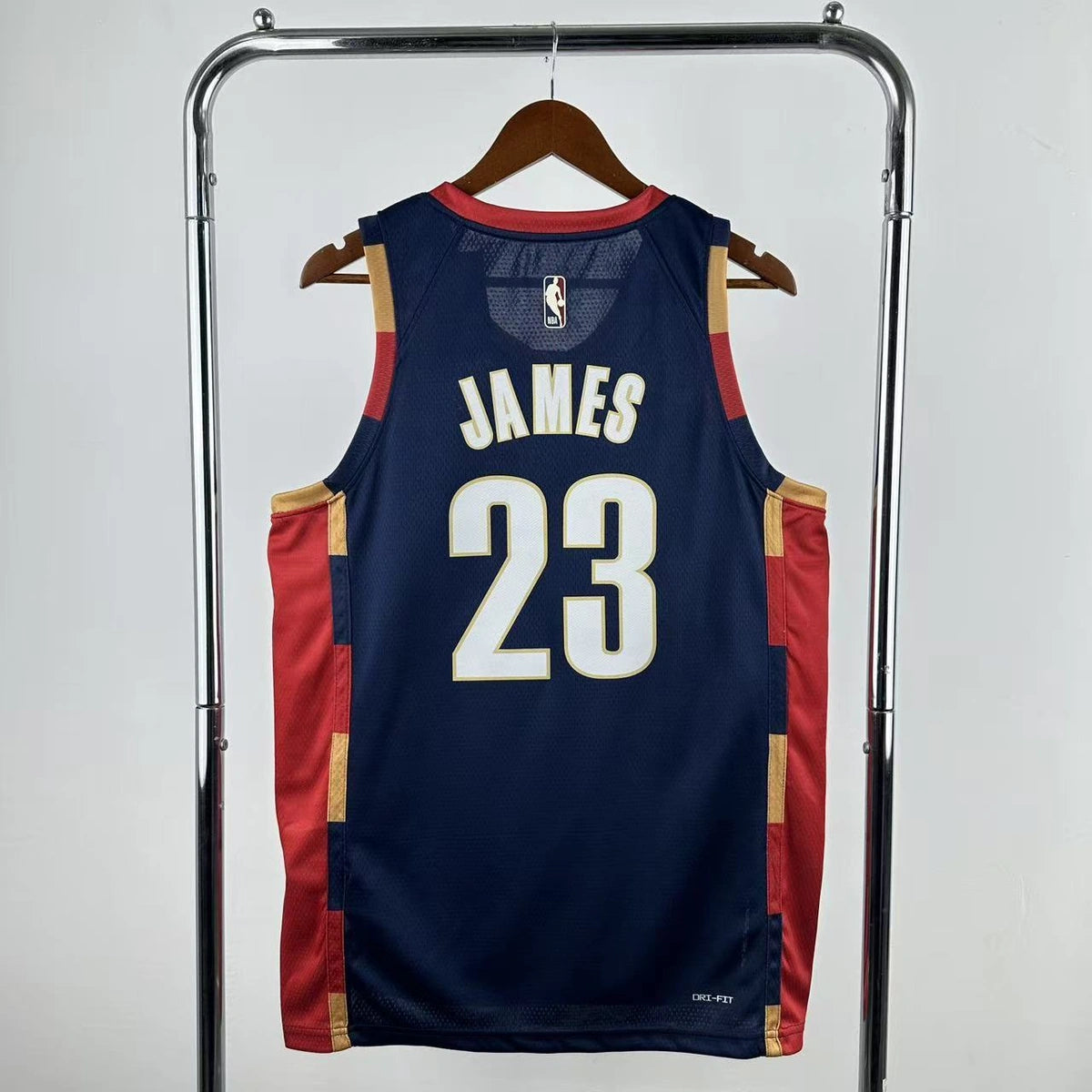 Cleveland Cavaliers 2025-26 throwback edition basketball jersey front view in team colors for basketball fans