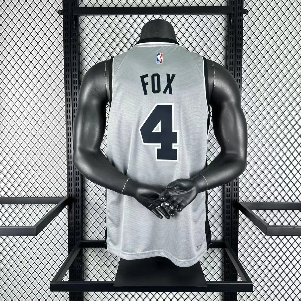 San Antonio Spurs 2025-26 limited edition basketball jersey angled front view in gray for basketball fans