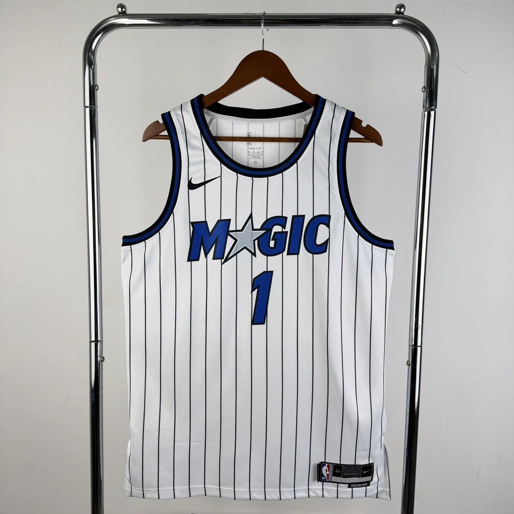 Orlando Magic 2025-26 home basketball jersey front view in white for basketball fans