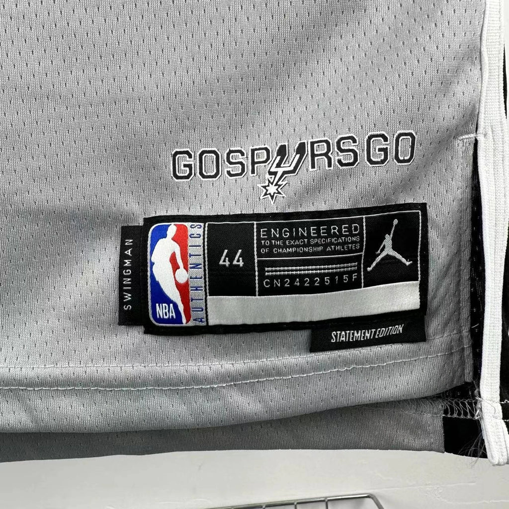 San Antonio Spurs 2025-26 limited edition basketball jersey detailed side view in gray for basketball fans
