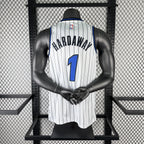 Orlando Magic 2025-26 away basketball jersey angled front view in blue for basketball fans