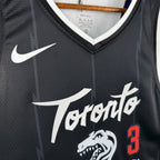 Toronto Raptors 2025-26 city edition basketball jersey close-up of collar and neckline stitching in team colors for basketball fans