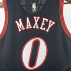 Philadelphia 76ers 2025-26 throwback edition basketball jersey close-up of collar and neckline stitching in white for basketball fans