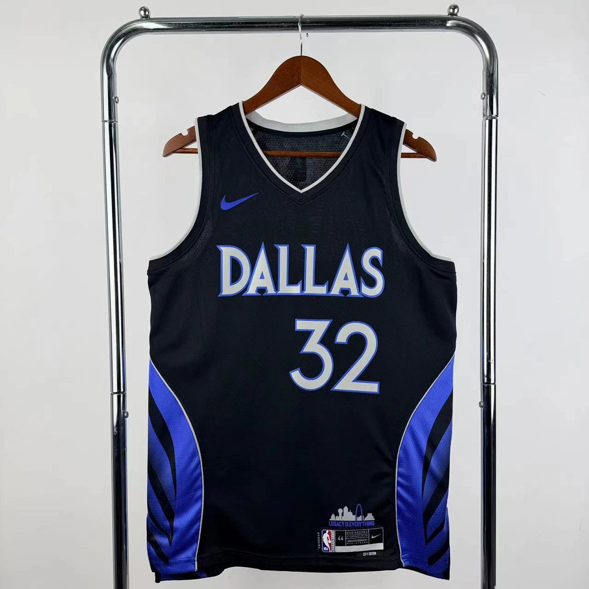 Dallas Mavericks 2025-26 city edition basketball jersey close-up of moisture-wicking fabric texture in team colors for basketball fans