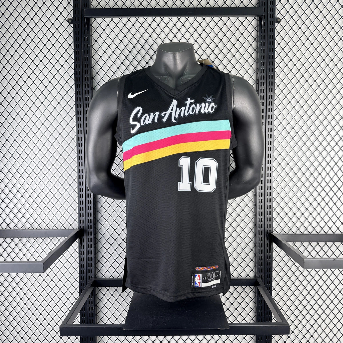 San Antonio Spurs 2025-26 city edition basketball jersey side angle view in team colors for basketball fans