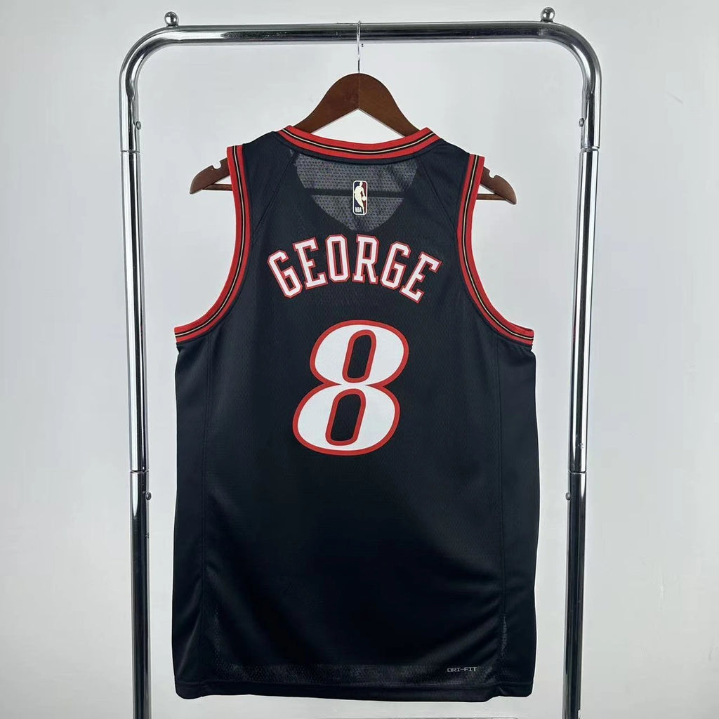 Philadelphia 76ers 2025-26 throwback edition basketball jersey detailed side view in black for basketball fans