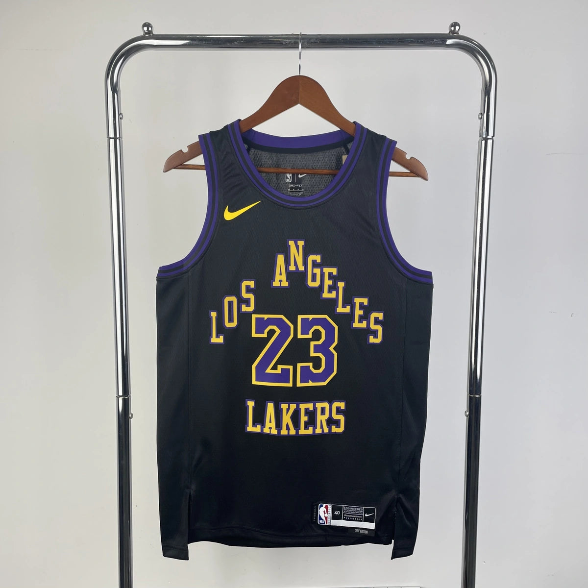 Los Angeles Lakers 2025-26 city edition basketball jersey front view in team colors for basketball fans