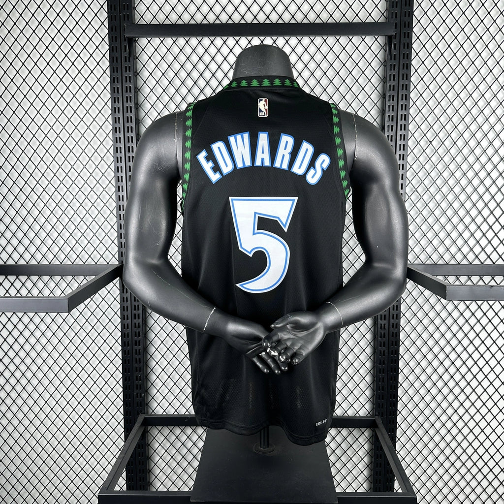 Minnesota Timberwolves 2025-26 throwback edition basketball jersey close-up of collar and neckline stitching in team colors for basketball fans