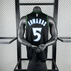 Minnesota Timberwolves 2025-26 throwback edition basketball jersey close-up of collar and neckline stitching in team colors for basketball fans